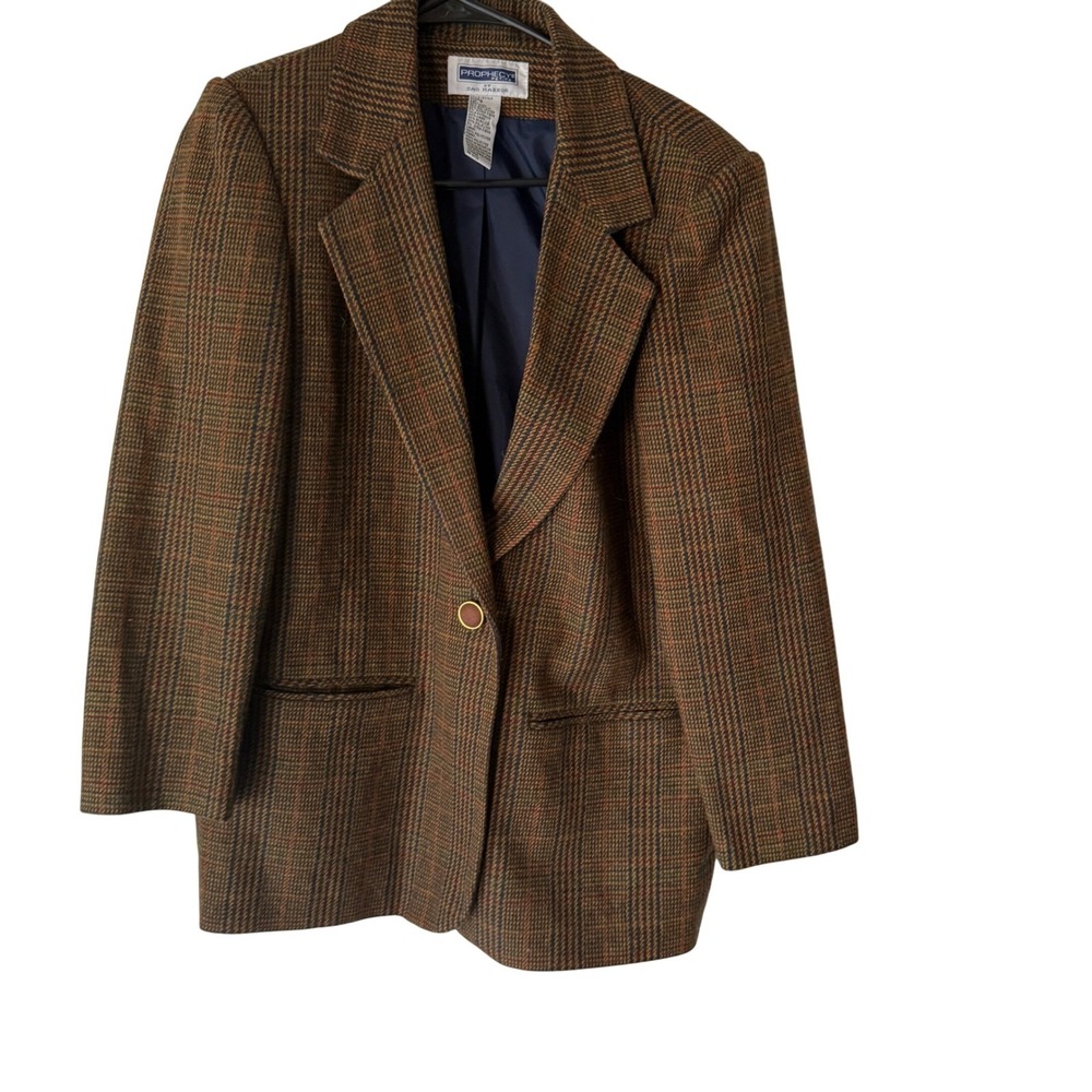 Prophecy Sag Harbor Mens Brown Glen Plaid Wool Blend Blazer Jacket Size40R